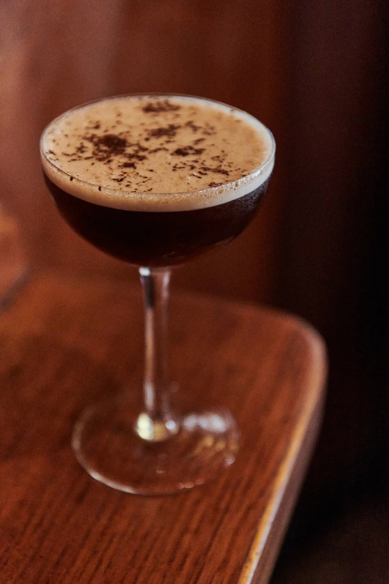 An espresso martini on the bar